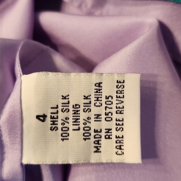 Vintage Rebecca Taylor Blue Silk Floral Dress Size 4 - Picture 12 of 13